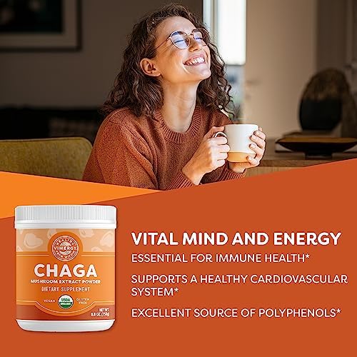 Vimergy Chaga Capsules – Superfood Cellular Support* – Cardiovascular Health Benefits* – Kosher, Vegan, Gluten-Free – 90 Capsules | Superfood Adaptogen*, Immunity for cell tissues*, Polyphenols for Antioxidant protection*, Vegan and Kosher
