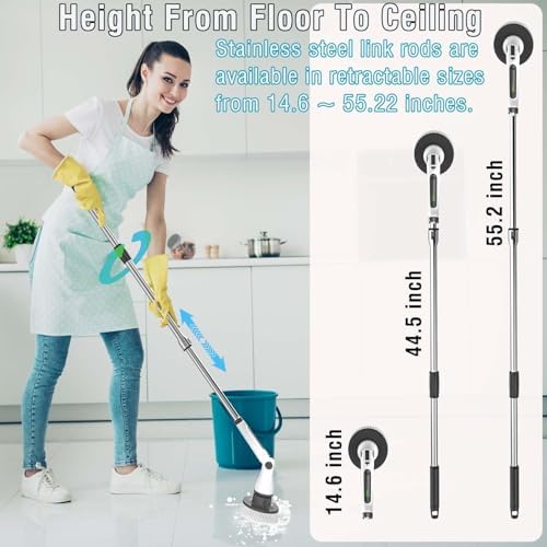 Electric Spin Scrubber, 8 in 1 Electric Cleaning Brush, Cordless Rechargeable Scrub Brush with 8 Replaceable Brush Heads