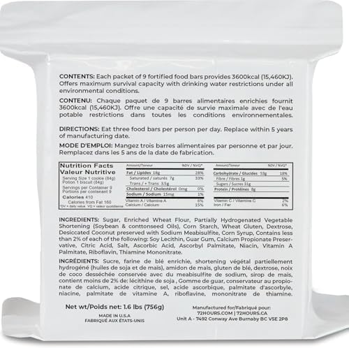 72 HRS Food Rations, Emergency Food Rations, Rations Emergency 3600 Calories for 72 Hours, 5 – Year Shelf Life, Emergency Food