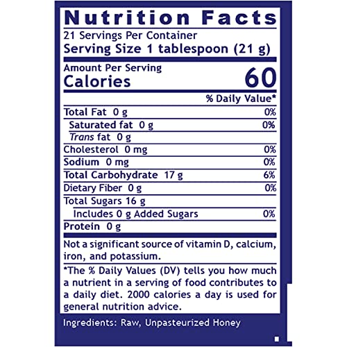 Quantum Nutrition Labs Canadian Honey - Raw Honey, Pure Honey, Raw Unpasteurized Honey, Unfiltered, 100% Pure, Sugar-Free