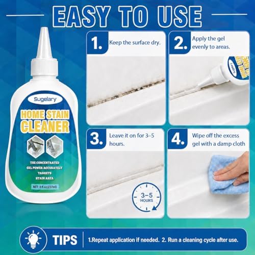 Sugelary Mold Stain Cleaner, 5 fl oz Mold Stain Cleaner Gel for Washing Machine, Home Stain Cleaning Gel for Fridge, Tile, Grout