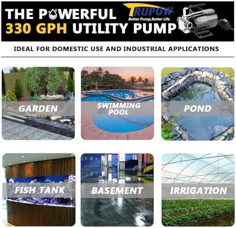 Water Transfer Pump, 115V 1/10HP 330GPH Electric Utility Water Pump with 6ft Water Hose Kit, Portable Small Water Pump For Pool Draining, Removing Water From Rain Barrel, Aquariums, etc.