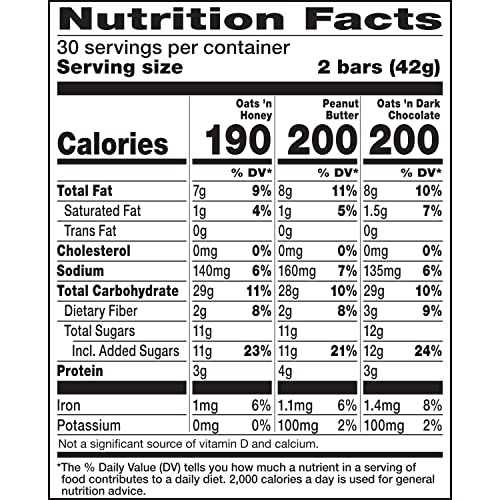 Nature Valley Crunchy Granola Bars, Value Pack, 60 ct, 44.7 oz | Oats & Honey and Peanut Butter Varieties, 2-Bar Pouches, Whole Grain Oats, No Artificial Flavors
