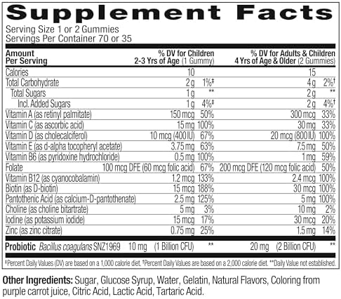 OLLY Kids Multivitamin & Probiotic Gummy, Digestive Support - 70 Count