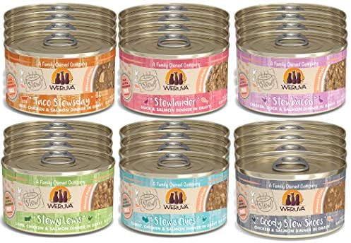 Weruva Classic Cat Stews 6 Flavors Variety Pack, 2.8 Ounce Cans Pack of 24
