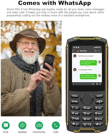 Ulefone Armor Mini 5 Rugged Feature Phone 2.8" Touchscreen Dumb Phone, 1GB+8GB/64GB Removable 2500mAh Battery, 4G Simple Mobile Phone