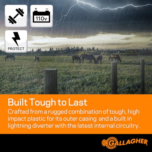 Gallagher M60 Electric Fence Charger | 110V Plug-in Energizer for Up to 20 Acres or 5 Miles | Low-Impedance Fencer for Livestock, Poultry