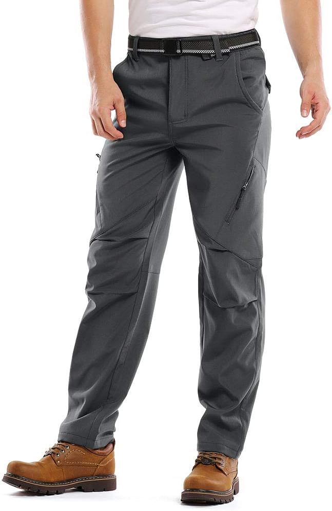Men's Waterproof Pants Fleece Lined Insulated Winter Hiking Ski Snow Pants