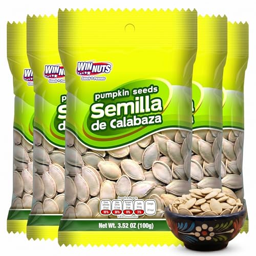 WINNUTS Roasted & Salted Pumpkin Seeds to Eat (5 Pack, 3.52 Oz Each) | Pepitas Roasted Salted | Crunchy Energy Snack, Perfect for Salads & Topping | On-The-Go Pouches