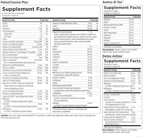 Designs for Health Pure PaleoCleanse Plus 14 Day Detox Program - Beef Protein, Amino-D-Tox + Detox Antioxidant Powder Packets for Immune Support