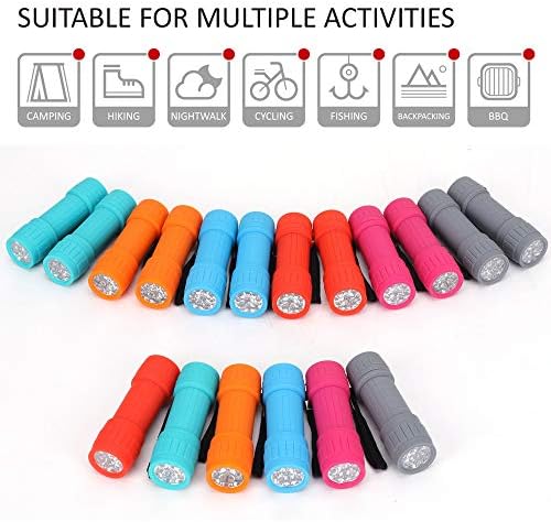 FASTPRO 18-Pack 9-LED Mini Flashlight Set with AAA Batteries Included | Small FLashlights with Lanyard, For Class Teaching, Camping, Wedding Favor