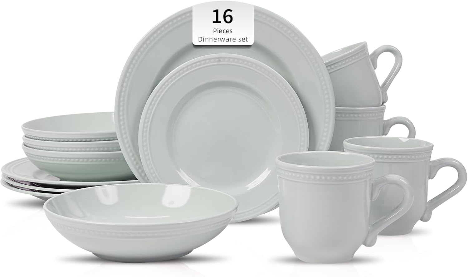 HomeVSS 20-Piece Pearl Dots Stoneware Dinnerware Set, Pink, Service for 4