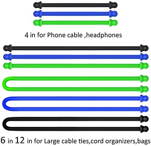 5Pcs 18in Silicone Cable Tie, Steel-Cord Twist Ties, Organizer