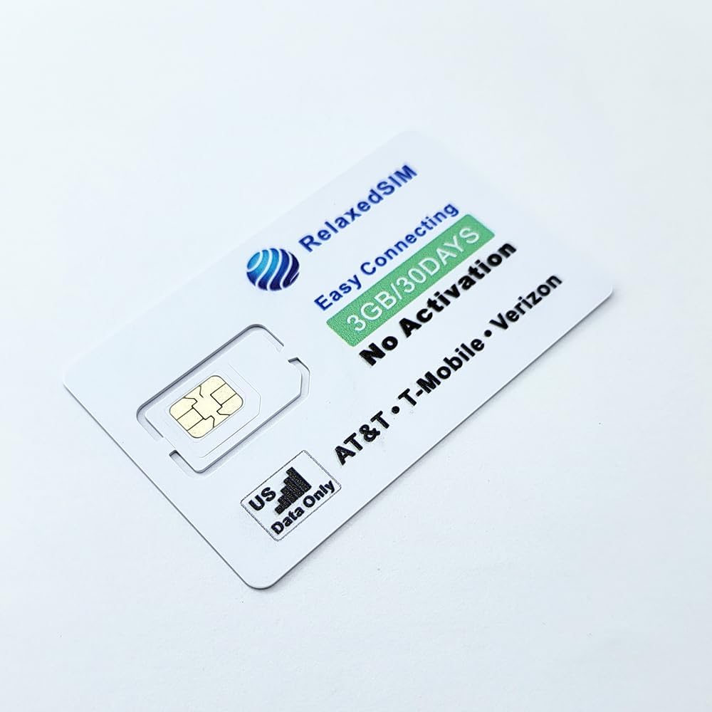 Data Only Sim Card No Activation, Prepaid Data Plan 24GB 360-Day USA Triple Network (AT&T/T-Mobile/Verizon) 4G Unlocked for Hunting & Trail Cameras,Portable Hotspot,IoT & Security Cameras – RelaxedSIM