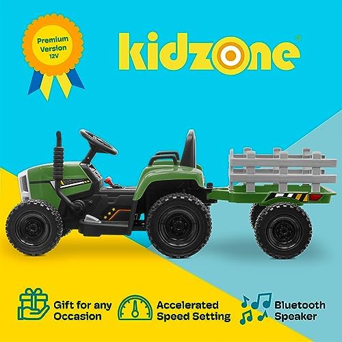 Kidzone 12V 7Ah Premium Electric Tractor Ride On Toy, Green