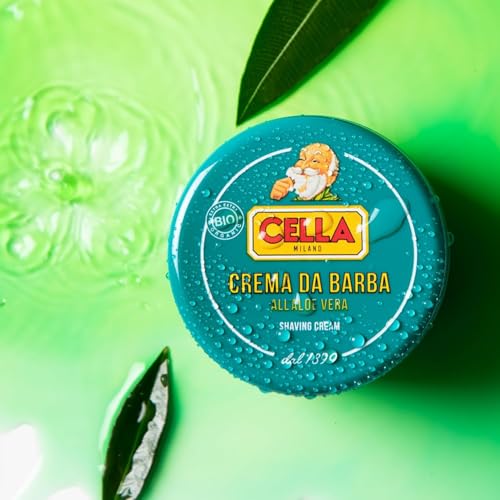 Cella Milano Bio Aloe Vera Shaving Cream Soap, 150 g Tub, Made in Italy