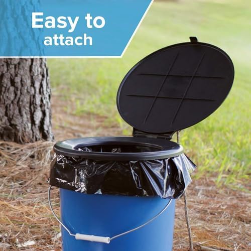 Camco Bucket Toilet Seat with Lid - Converts Standard 5 Gallon Bucket into Portable Toilet for Camping - Convenient Camping Toilet for Hunting &