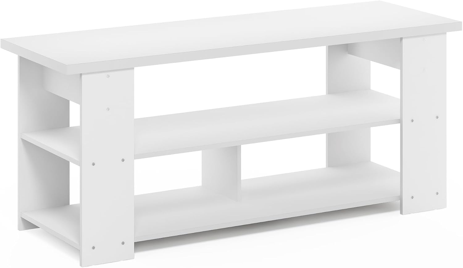 Furinno Nelly TV Stand, 3-Tier Entertainment Center with Open Shelves Storage, TV Console for TV up to 55 Inch, Soft Edges, for Living Room, Bedroom, Black