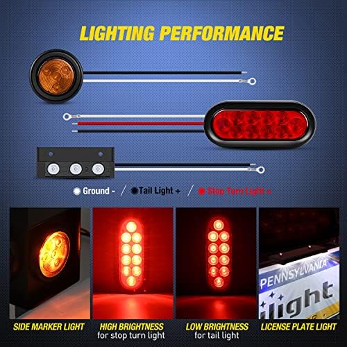 Nilight Steel Weld-On Trailer Light Box Kit with 6 Inch Oval LED Tail Light