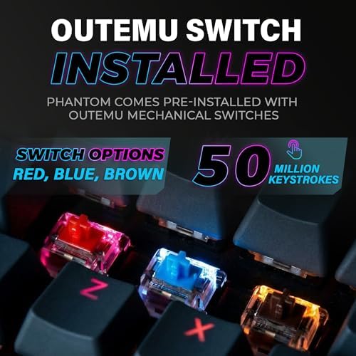 TECWARE Phantom 87 Key RGB Mechanical Gaming Keyboard | Outemu Red Switch | 16.8M Color LED Lighting | 18 Pre-Set | Low Latency | N-Key Rollover | Software Customizable Keys | Wired USB Connection