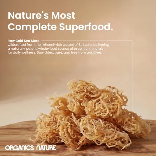 ORGANICS NATURE Raw Sea Moss, Irish Wildcrafted, Sun Dried, St Lucia, 4 Oz