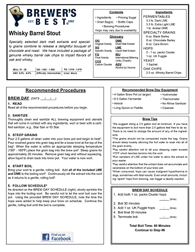 Brewers Best Whiskey Barrel Stout Beer Ingredient Kit
