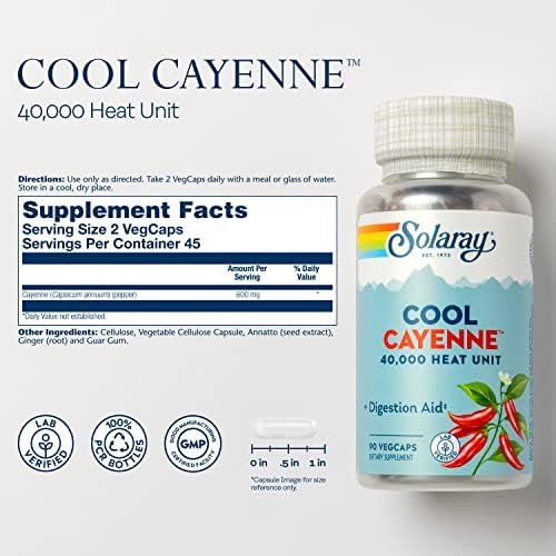 SOLARAY Cool Cayenne 40,000 Heat Units, 45 Servings, 90 VegCaps