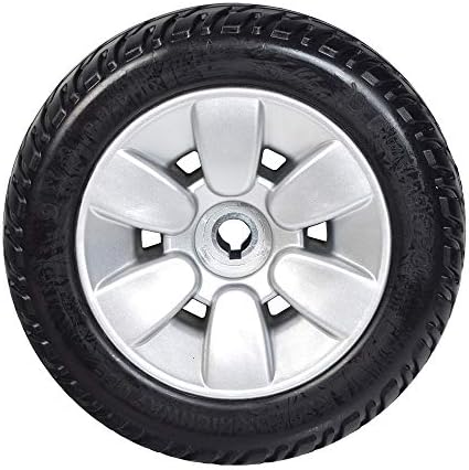 9"x3" (2.80/2.50-4) Flat-Free Drive Wheel Assembly with Silver Rim & Black Tire for Jazzy Select Elite & Pride TSS 300 - Mobility Power Chair Wheel