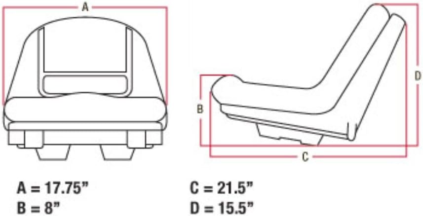 AI Products Deluxe High Back Seat for John Deere Riding Mower Lawn Tractor Models G110, L100, L105, L107, L110, L118, L120, L130, 135, 145
