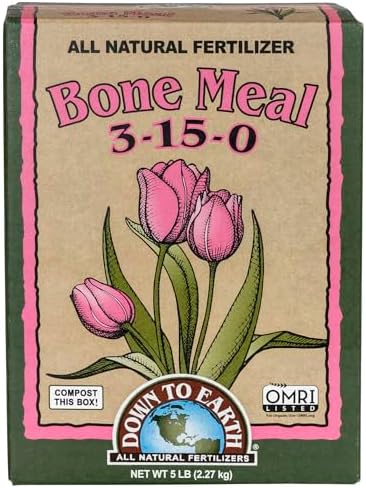 Down To Earth All Natural Fertilizers Organic Bone Meal - 3-15-0, 5 lb | High Phosphorus Plant Food for Buds, Bulbs, Blooms, Flowers, Onions, Garlic