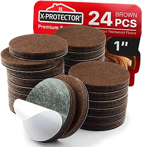 16 Heavy-Duty Felt Furniture Pads 2” 1/4” Thick X-Protector Round Felt Pads | for Furniture Feet - The Best Felt Floor Protectors for Furniture to Prevent Scratches. Protect Your Hard Floor! (Brown)