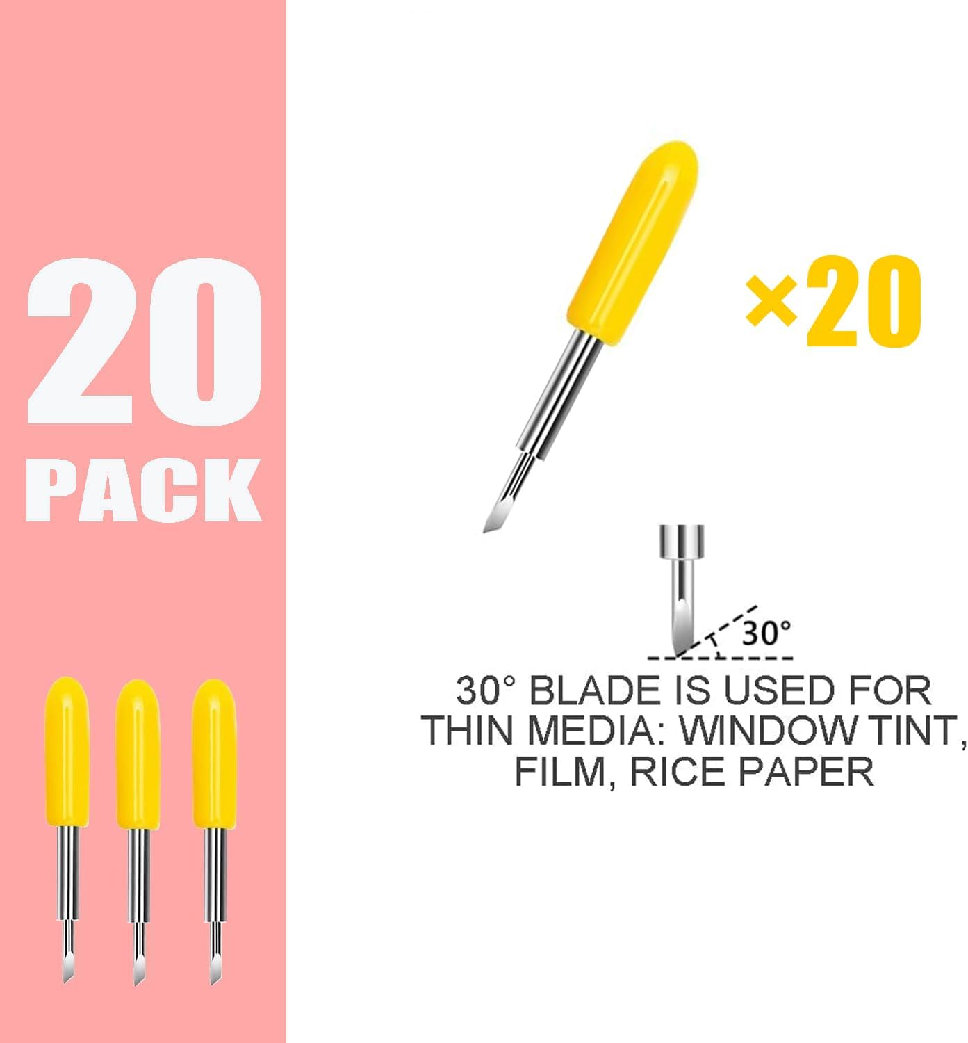 THANMAO 20 Pcs Replacement Blades Compatible with Explore Air 2/Air 3/Explore 4/Maker/Maker 3/Maker 4 Cutting Machines（5 Fine-Point Blades, 10 Standard Blades and 5 Deep Cutting Blades）