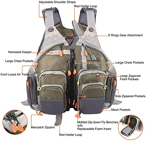 M MAXIMUMCATCH Maxcatch Fly Fishing Vest Pack for Men and Women Adjustable Outdoor Fishing (Vest/Sling Pack/Backpack)