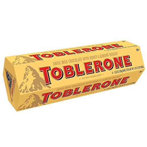 Toblerone Swiss milk chocolate with honey and Almond Nougat - 2 packs of 6 bars