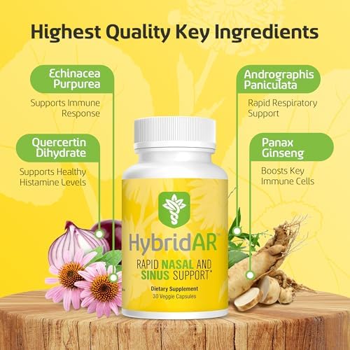 HybridAR Sinus & Nasal Support Herbal Supplement for Adults, 30 Veggie Caps | Daily immunity