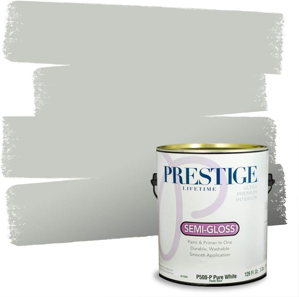 PRESTIGE Paints Exterior Paint and Primer In One, 1-Gallon, Flat, Comparable Match of Sherwin Williams* Grizzle Gray*
