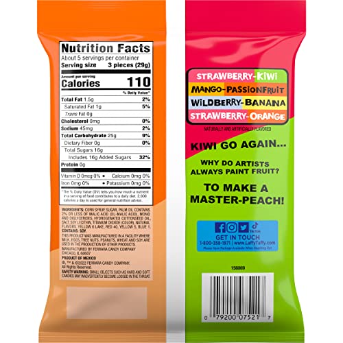 Laffy Taffy Candy, Assorted Flavors, Individually Wrapped Mini Bars, 6 Ounce