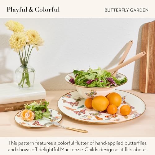 MACKENZIE-CHILDS Enamel Dinner Plate, Butterfly Garden | Hand-applied design, decorative dinnerware plate made from enameled steel, 10" dia.