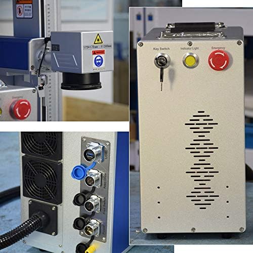 100W Fiber Laser Marking Machine for Metal Engraving Machine 100W 300×300mm with 80mm Rotary Device JPT MOPA Fiber Laser Engraver Rotary Class 1