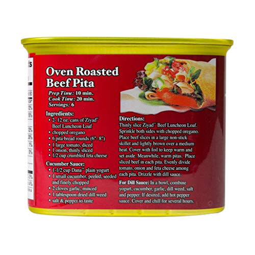 Ziyad Halal Luncheon Loaf Meat 12 oz - Premium Beef Canned Food for Quick Meals - Perfect for Sandwiches, Pasta, Rice - Convenient Halal Pantry Staple