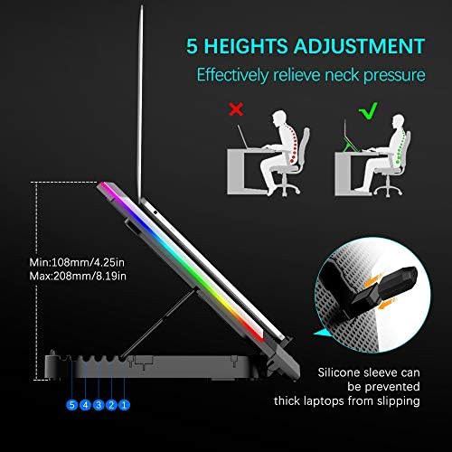 TopMate C11 Laptop Cooling Pad RGB Gaming Notebook Cooler, Laptop Fan Stand