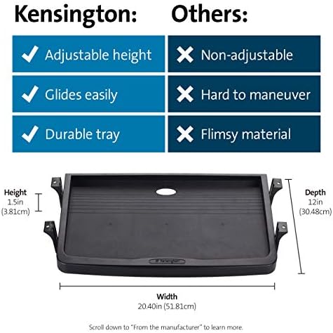 Kensington Underdesk Basic Keyboard Drawer (K60009US) , Black | Slide-out tray, frees up desk space, simple under-desk mounting