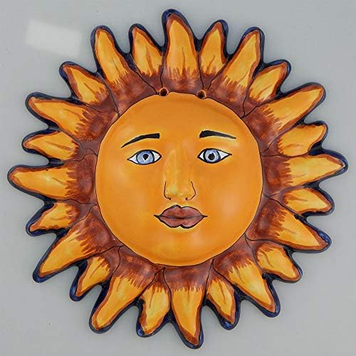 COLOR Y TRADICIÓN Mexican Talavera Ceramic Sun Face Wall Decor Hanging Pottery Folk Art # 24
