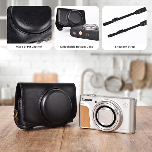 kinokoo Case for Canon PowerShot SX720 HS/SX730 HS/SX740 HS Digital Camera - PU Leather SX740 HS Protective Case Easy Carrying Bag with Adjustable Shoulder Strap - Brown