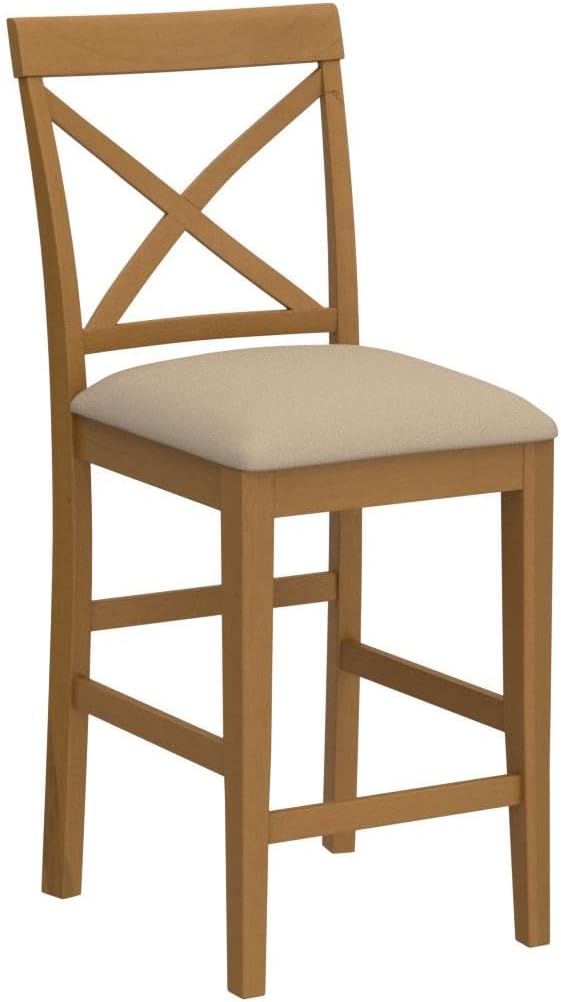 East West Furniture PBS-OAK-W Pub Counter-Height Bar Stool - Pub Height Kitchen Chairs, Set of 2, Oak