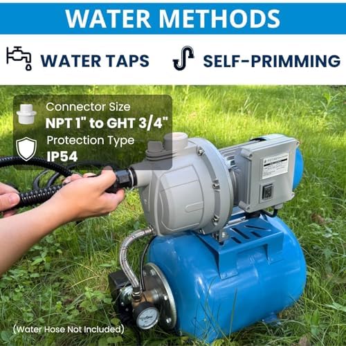 FOTING 1.5HP Shallow Well Pump with Pressure Tank, 1340GPH Automatic Irrigation Water Booster Jet Pump