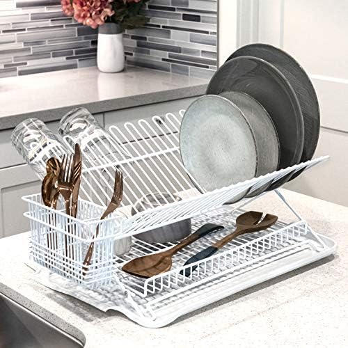 Better Houseware Large Folding Dish Drying Rack Space-Saving Dish Rack for Kitchen Counter Versatile Dish Racks Folding Design for Extra Drying Space