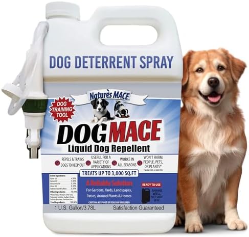 Nature's MACE Dog Mace Dog Repellent 1 Gallon Concentrate | Potty Training Tool Spray, Indoor & Outdoor, Pee Deterrent, Safe Around Kids, Pets, Garden & Plants, Treats 48,000 Sq. Ft.
