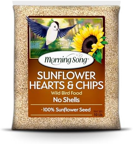 Morning Song Sunflower Hearts & Chips Wild Bird Food, No Mess Sunflower Seeds for Birds, 5.5-Pound Bag | No Mess Sunflower Seeds for Birds