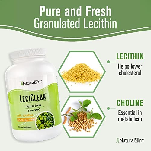 NaturalSlim Natural Soy Lecithin Granules with Choline, 1 Pound | Pure and Fresh Granulated Lecithin Supplement for Cleansing and Cognitive Support